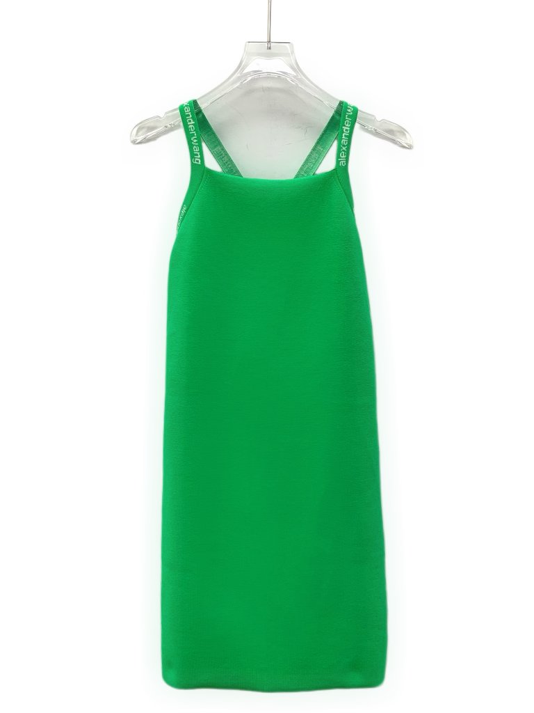 H32188 Alexander Wang Green Cross Hollow Strap Knitted Dress S Size New With Tag